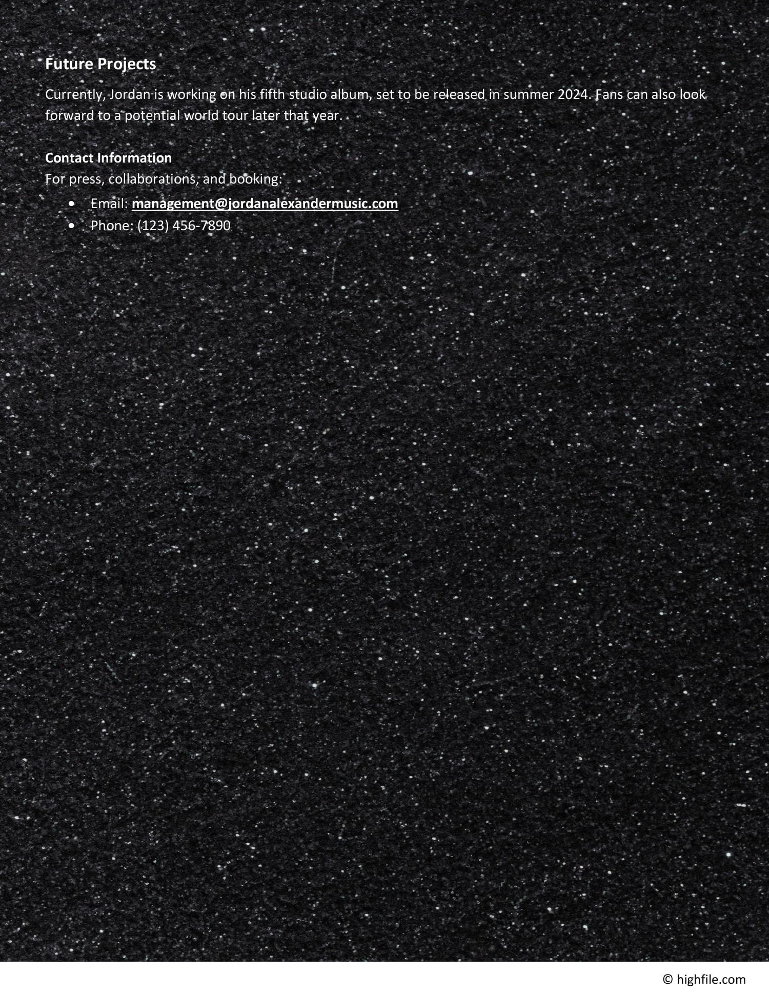 Musician Bio Template - Word | Google Docs - Highfile