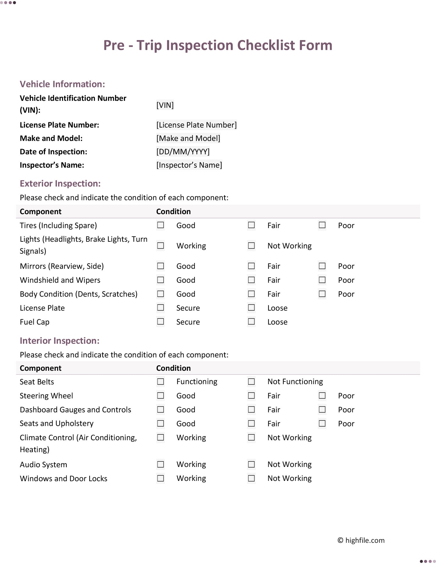 Free Customizable Checklist Templates - Highfile free-customizable-checklist-templates-highfile