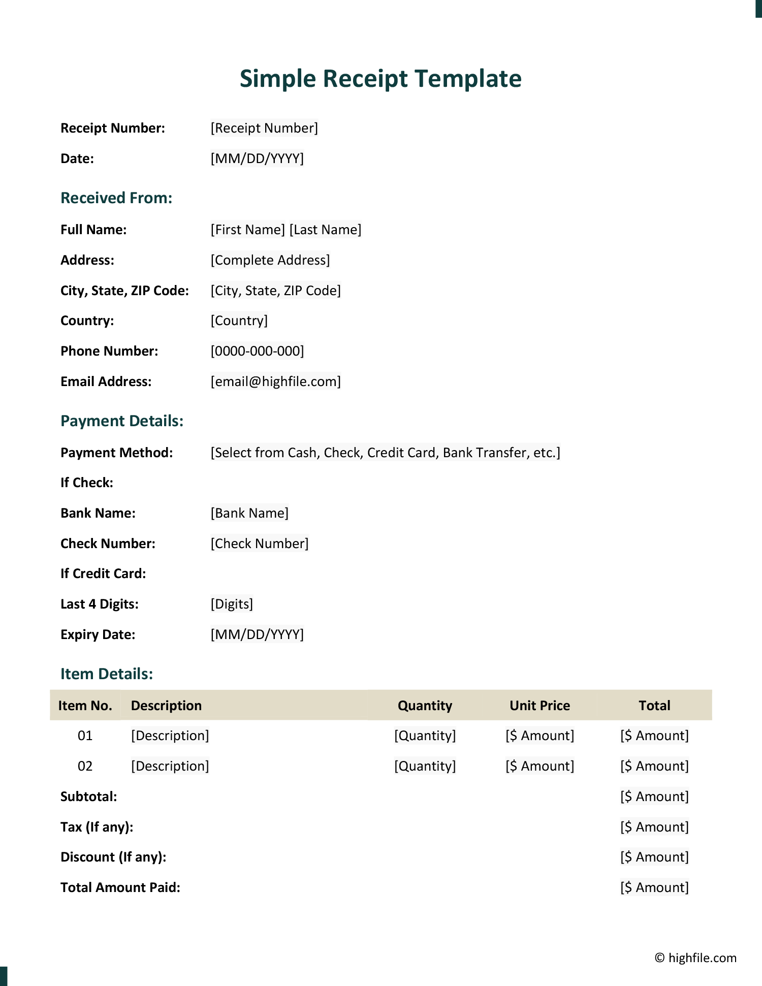 Simple Receipt Template Word Google Docs Highfile simple-receipt-template-word-google-docs-highfile