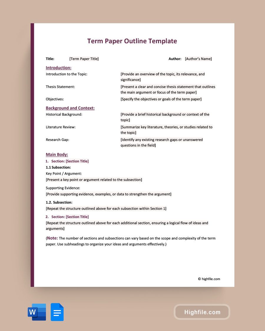 Curriculum Outline Template Word Google Docs Highfile Curriculum Outline Template Word Google Docs Highfile