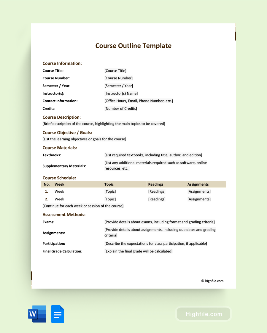 Curriculum Outline Template Word Google Docs Highfile Curriculum Outline Template Word Google Docs Highfile