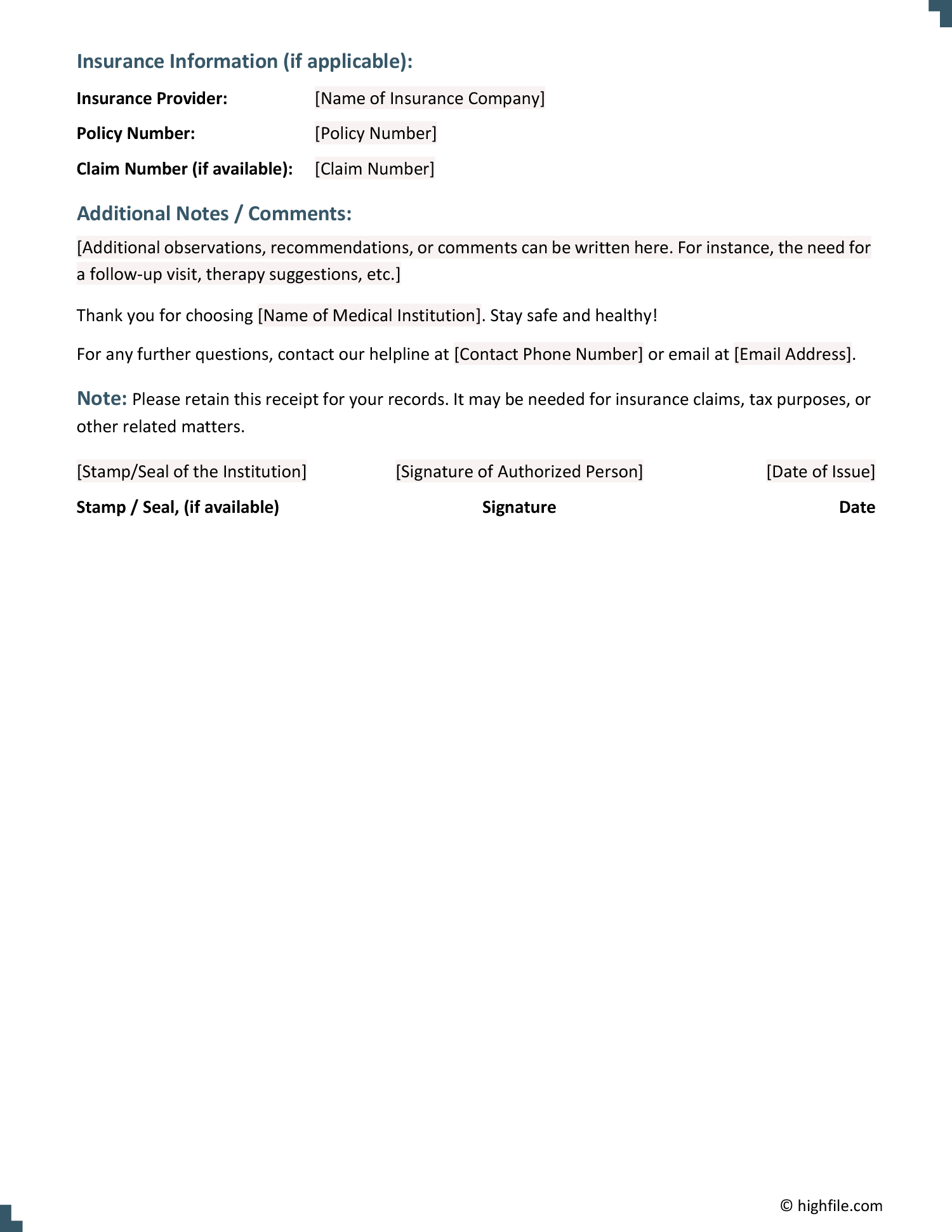 Medical Receipt Template Word Google Docs Highfile Medical Receipt Template Word Google Docs Highfile