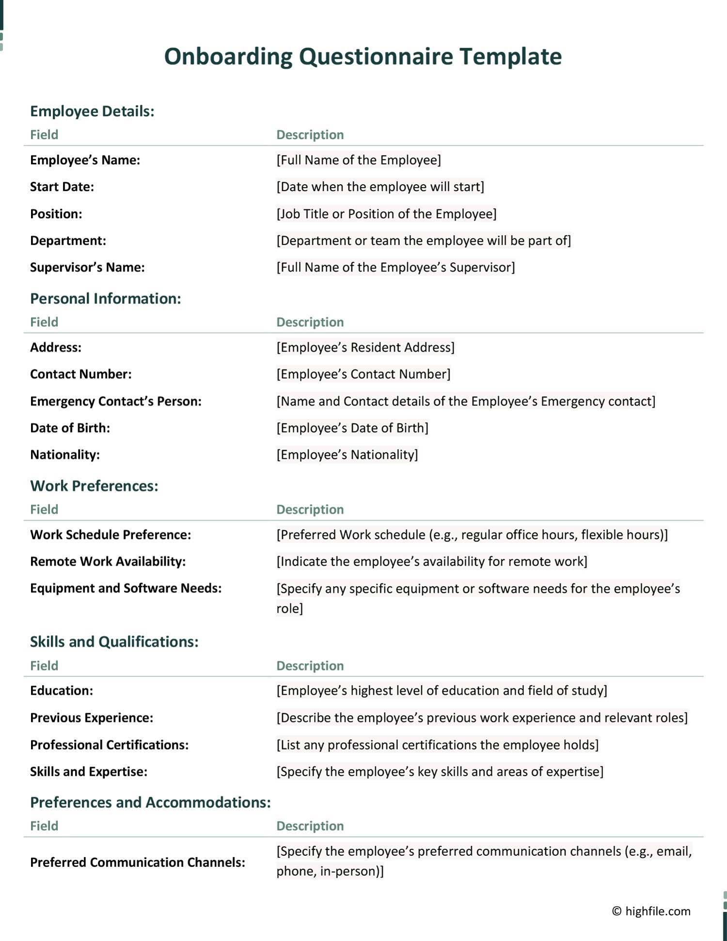 Vendor Questionnaire Template Word PDF Google Docs Highfile Vendor Questionnaire Template Word PDF Google Docs Highfile