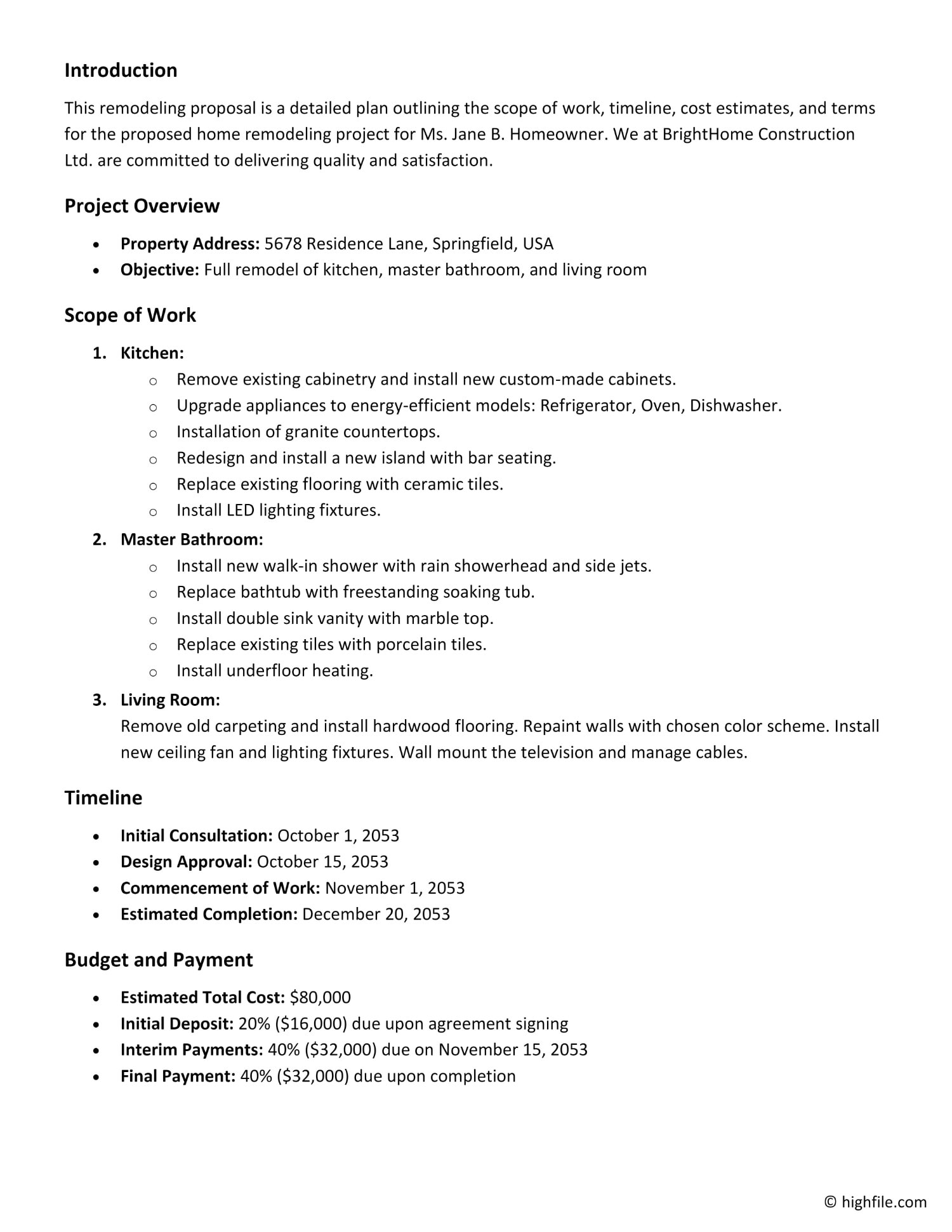 Remodeling Proposal Template Word Google Docs Highfile Remodeling Proposal Template Word Google Docs Highfile