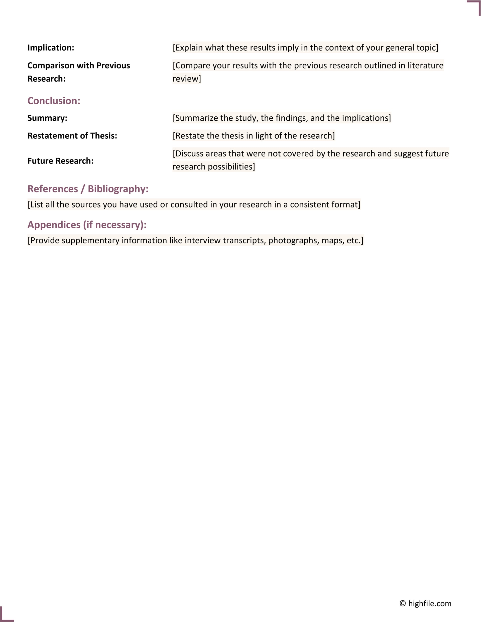 Thesis Outline Template - Word | Google Docs - Highfile