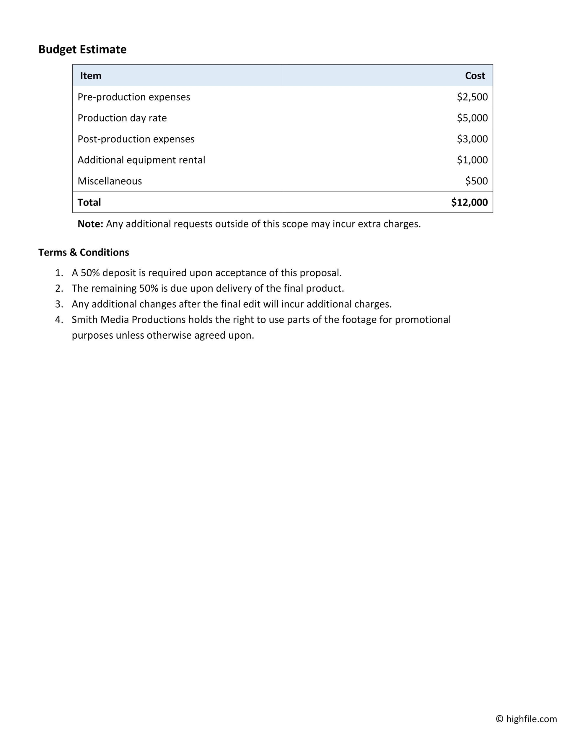 Video Production Proposal Template Word Google Docs Highfile Video Production Proposal Template Word Google Docs Highfile