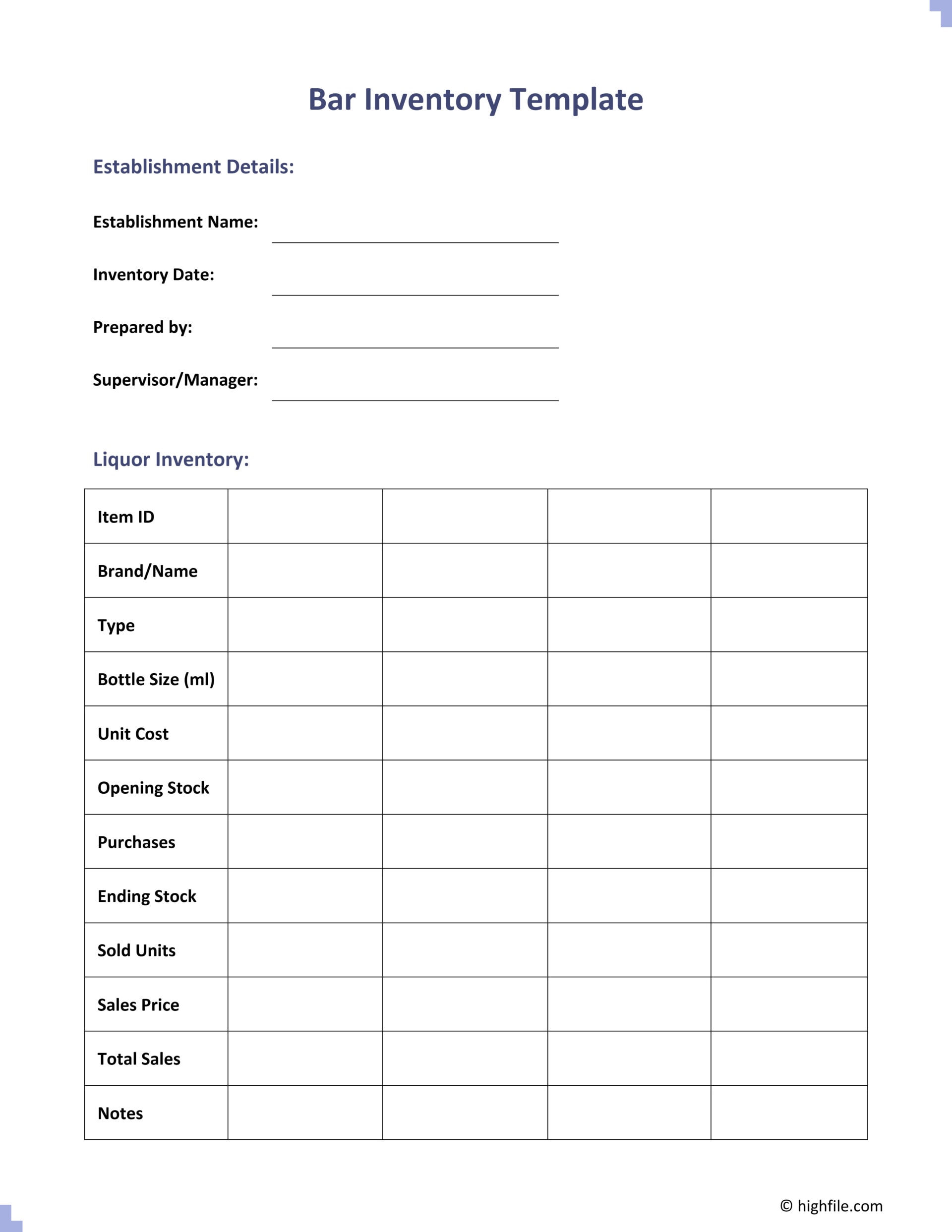 Parts List Template - Word | Google Docs - Highfile