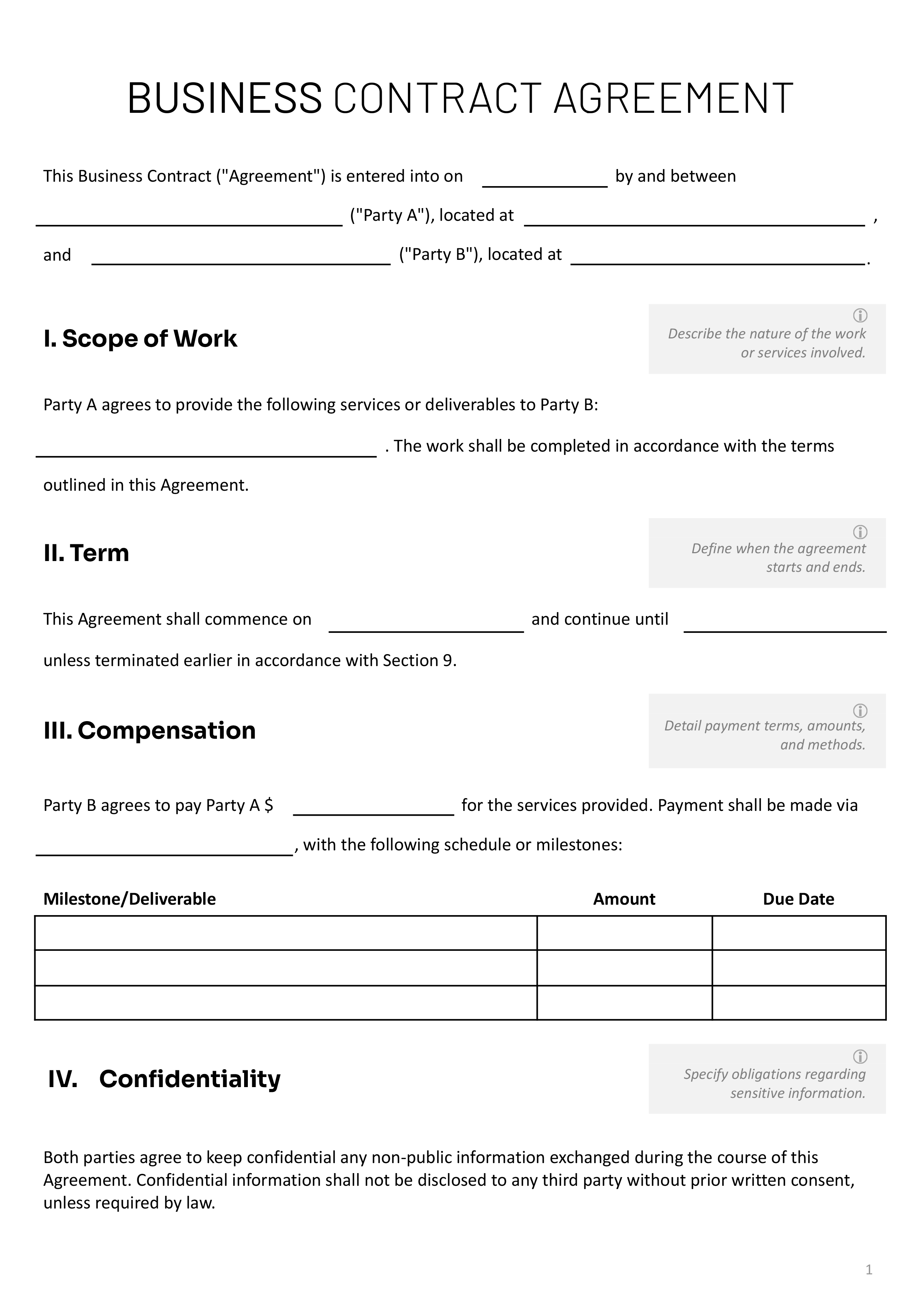 Free Business Contract Template (Word | Google Docs) - Highfile