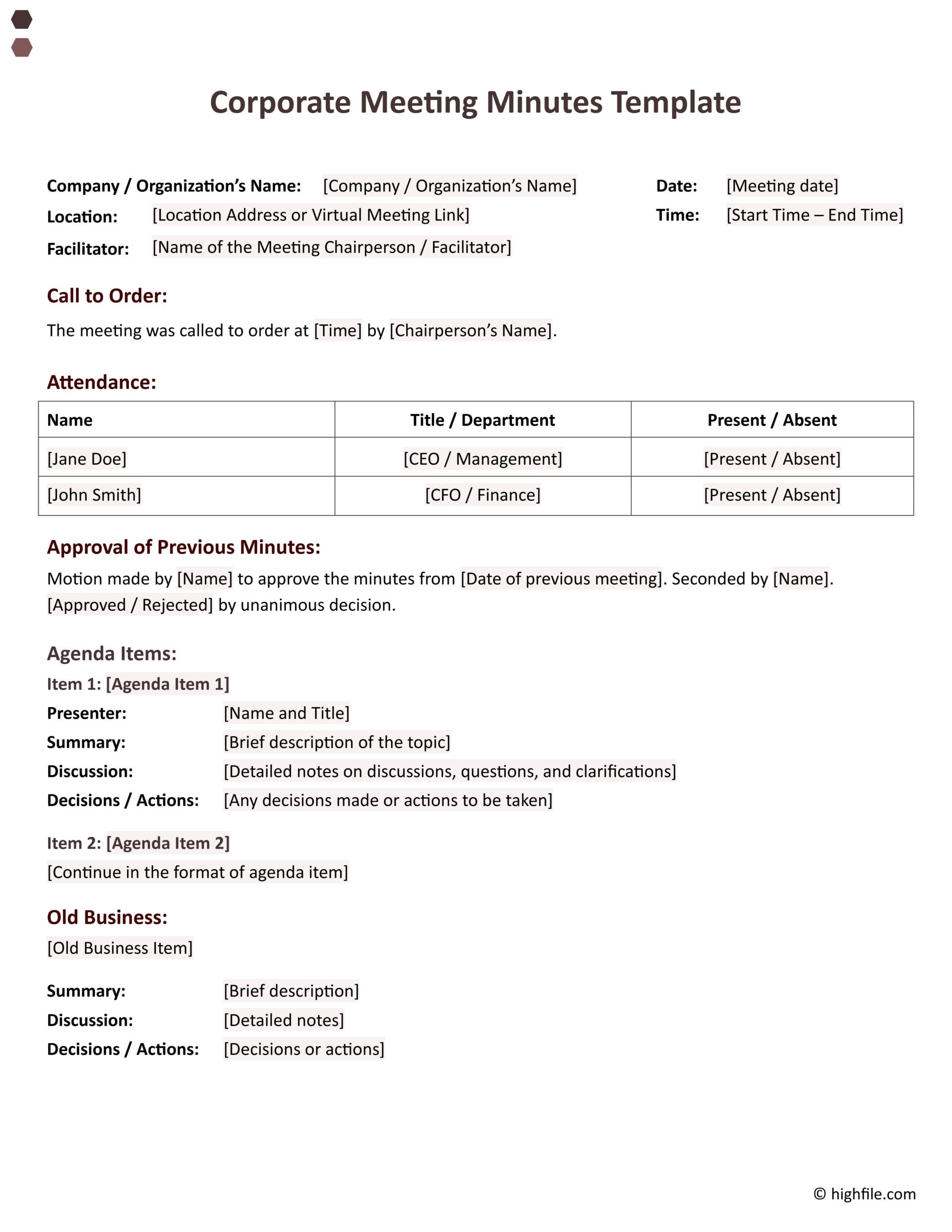 Corporate Meeting Minutes Template Word Google Docs Highfile corporate-meeting-minutes-template-word-google-docs-highfile