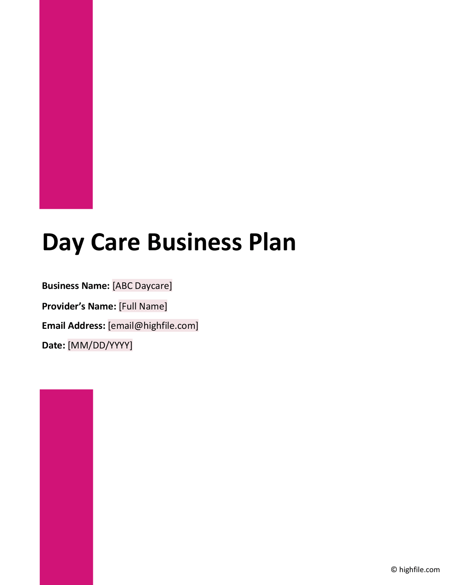 Daycare Business Plan Examples