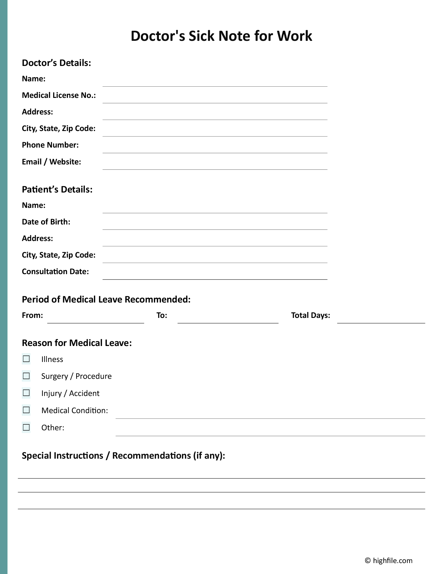 Doctors Note for Work Template Word PDF Google Docs Highfile Doctors Note for Work Template Word PDF Google Docs Highfile