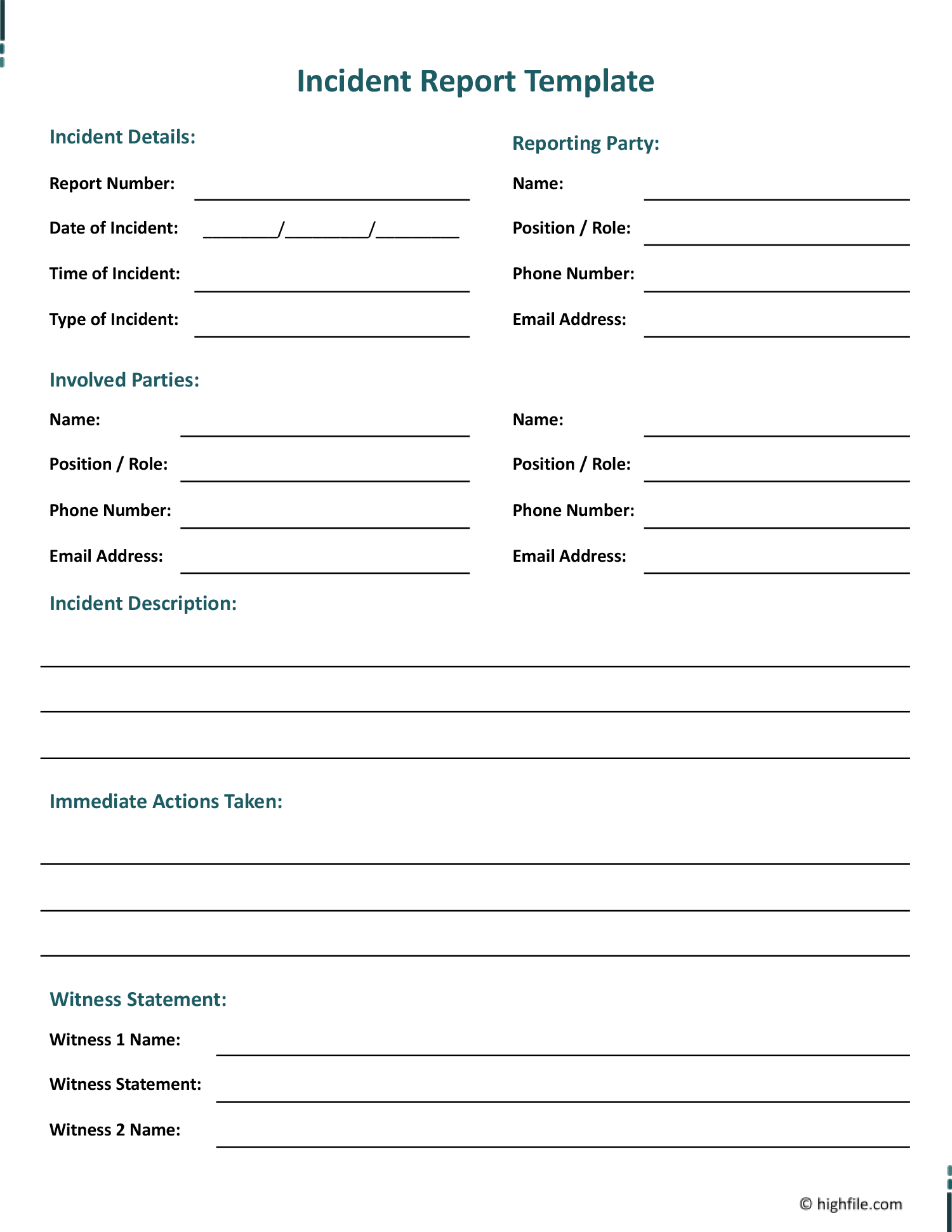 Incident Report Template Word Google Docs Highfile Incident Report Template Word Google Docs Highfile