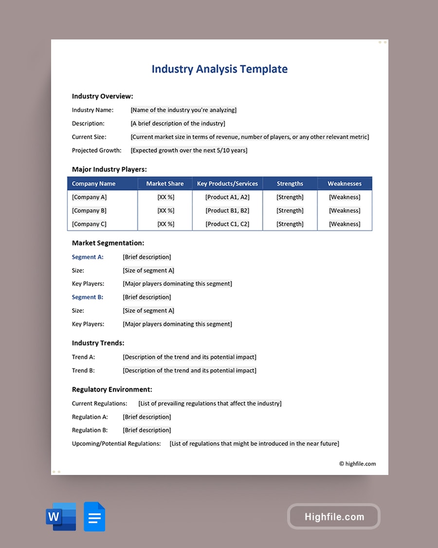 Industry Analysis Template Word Google Docs Highfile Industry Analysis Template Word Google Docs Highfile