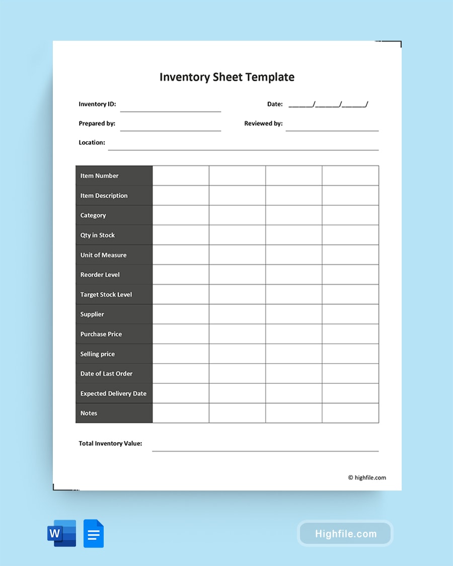 Inventory Sheet Template Word Google Docs Highfile Inventory Sheet Template Word Google Docs Highfile