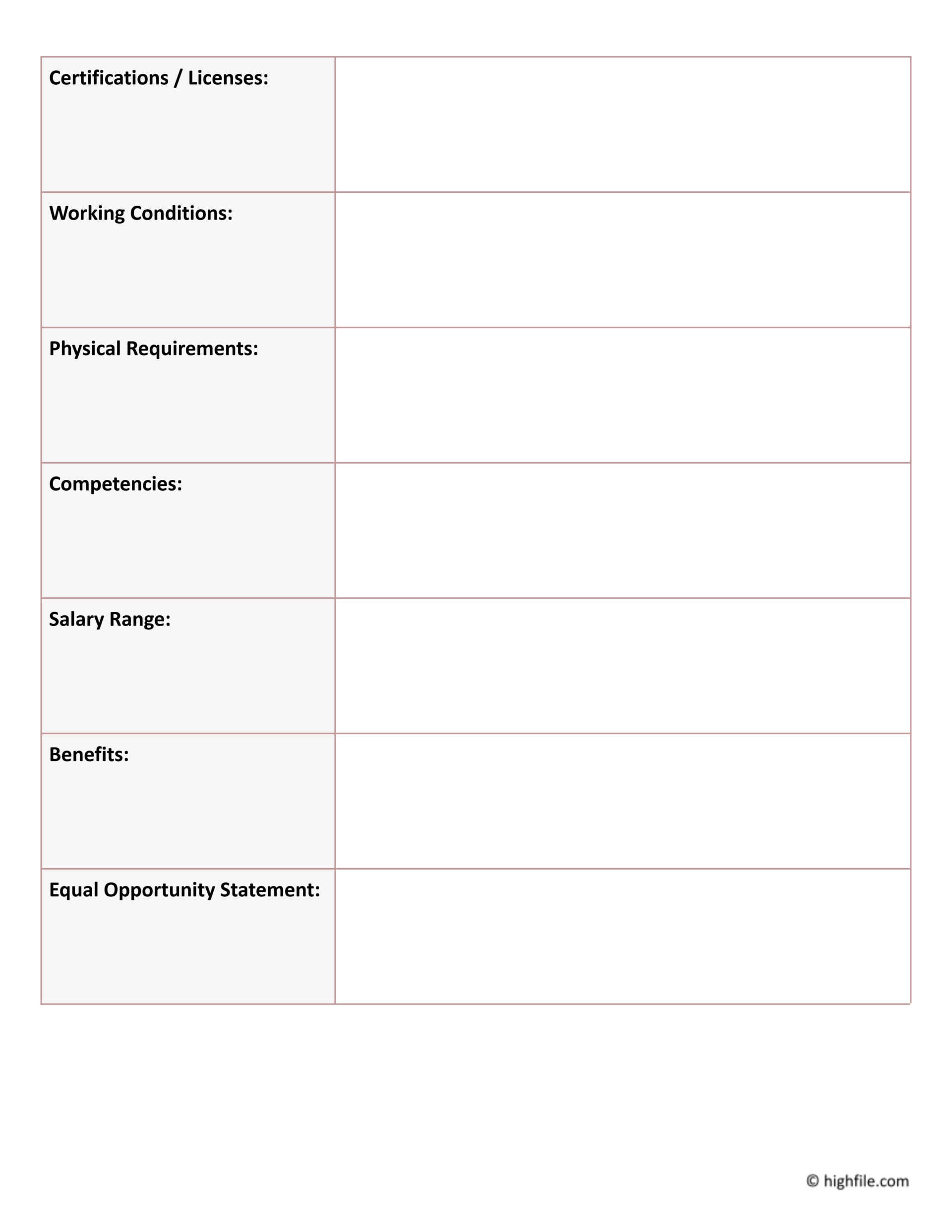 Job Specification Template Word Google Docs Highfile Job Specification Template Word Google Docs Highfile