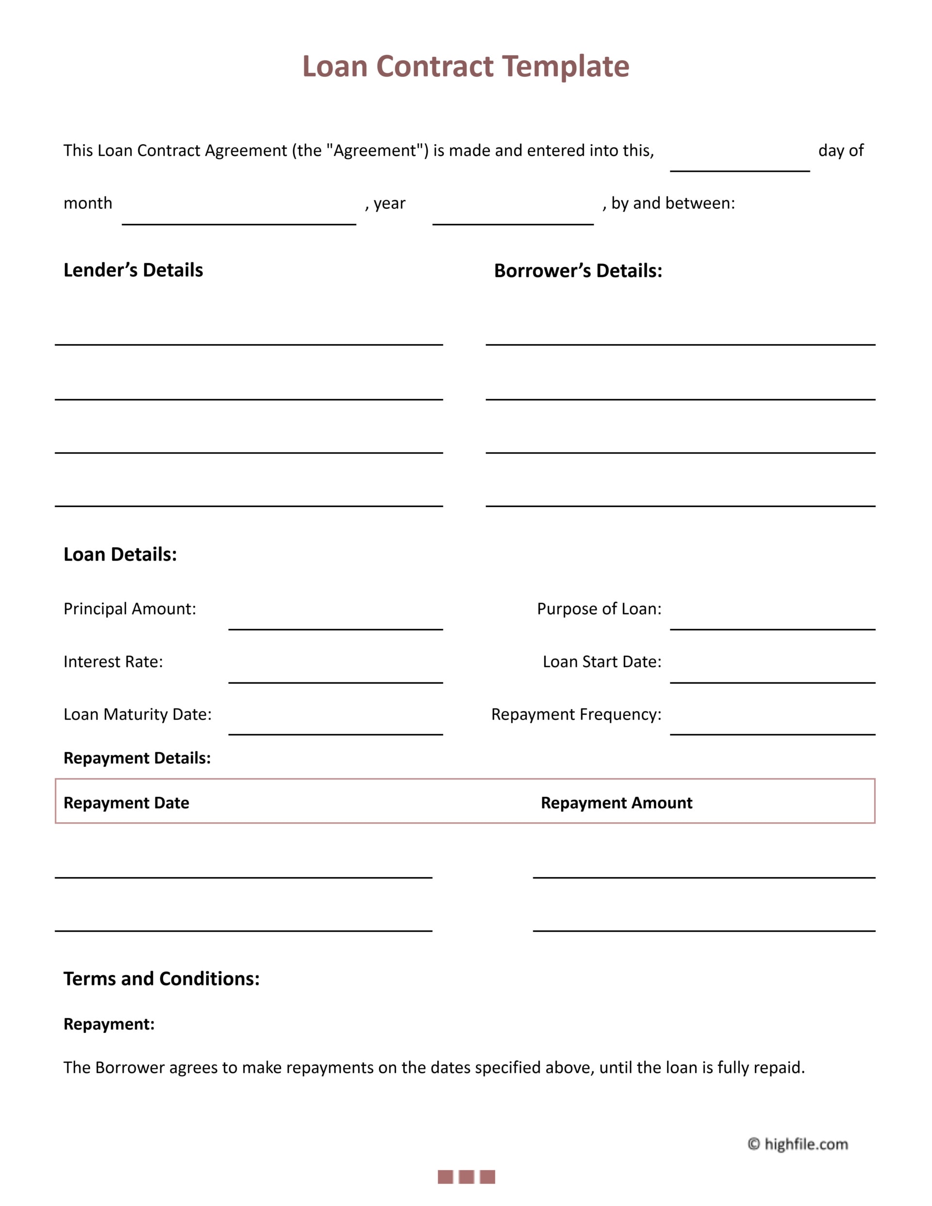 Loan Contract Template Word Google Docs Highfile Loan Contract Template Word Google Docs Highfile