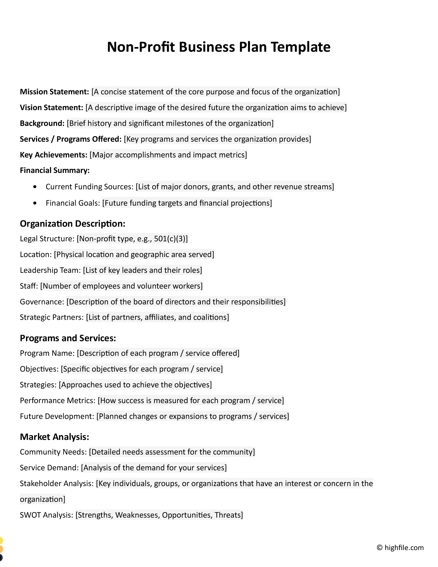 Non Profit Business Plan Template Word Google Docs Highfile Non Profit Business Plan Template Word Google Docs Highfile