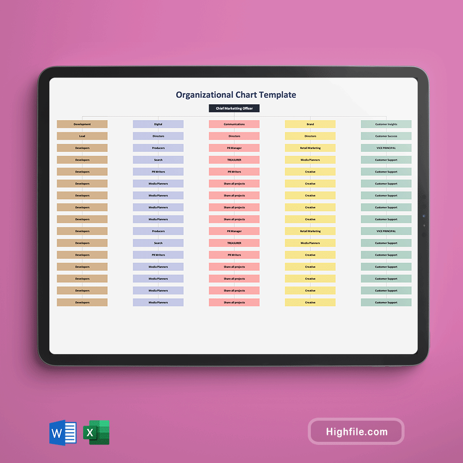 Organizational Chart Template - Word | Excel - Highfile organizational-chart-template-word-excel-highfile