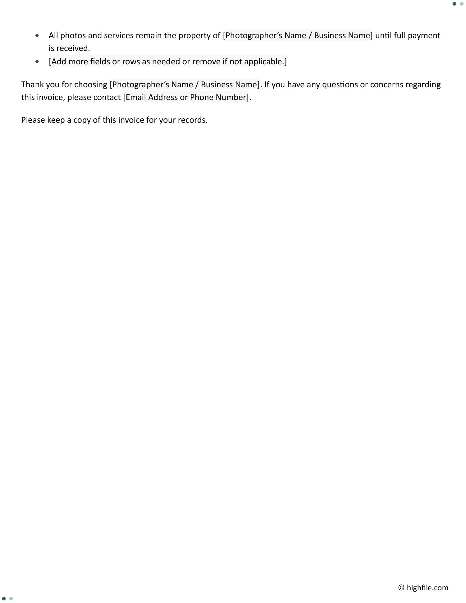 Photography Invoice Template Word Google Docs Highfile photography-invoice-template-word-google-docs-highfile