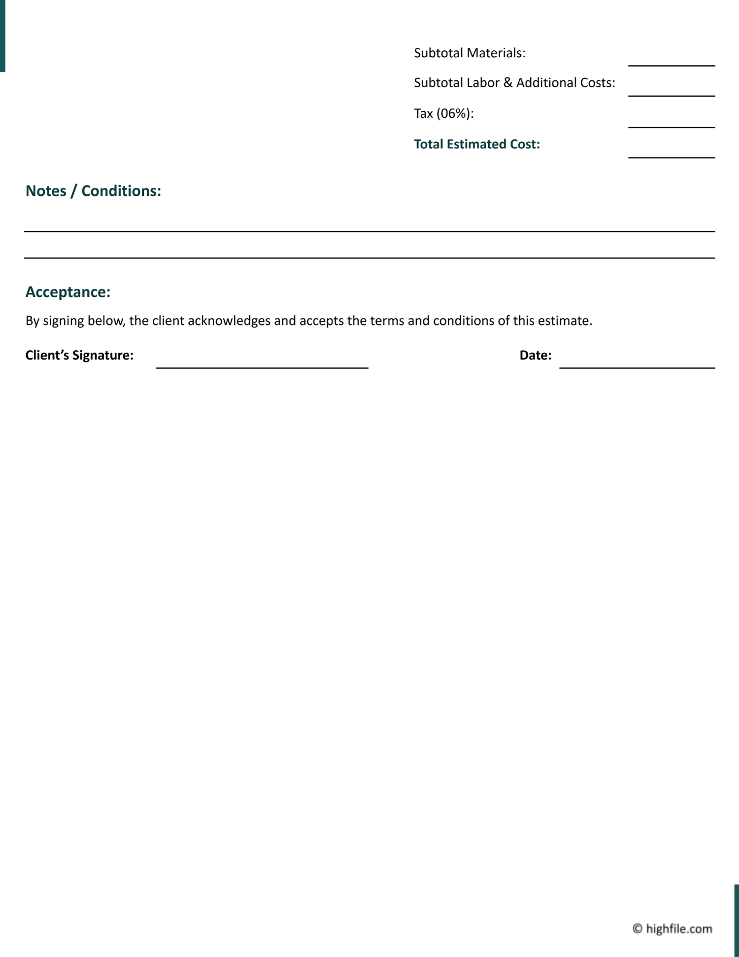 Roofing Estimate Template Word Google Docs Highfile Roofing Estimate Template Word Google Docs Highfile