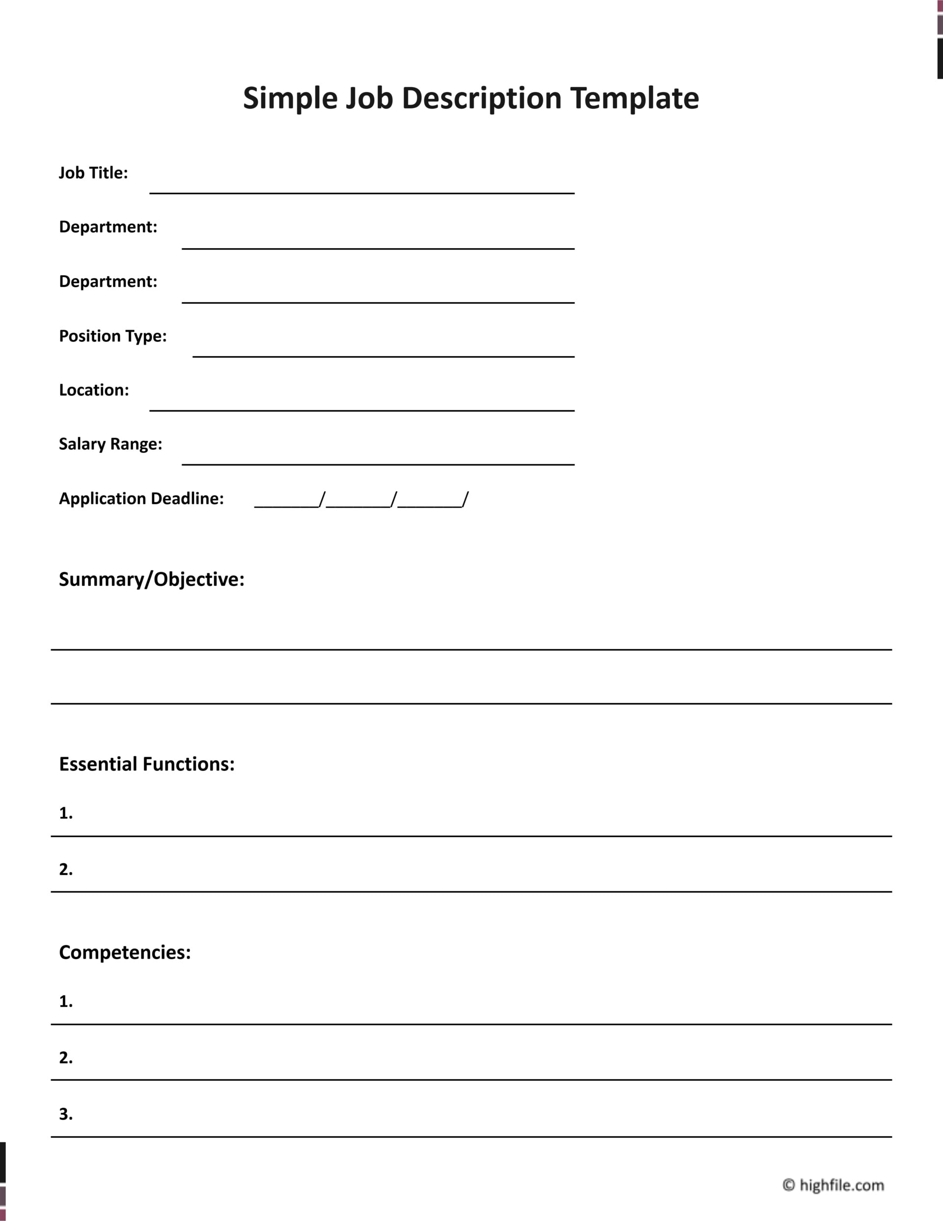 Simple Job Description Template - Word | Google Docs - Highfile simple-job-description-template-word-google-docs-highfile
