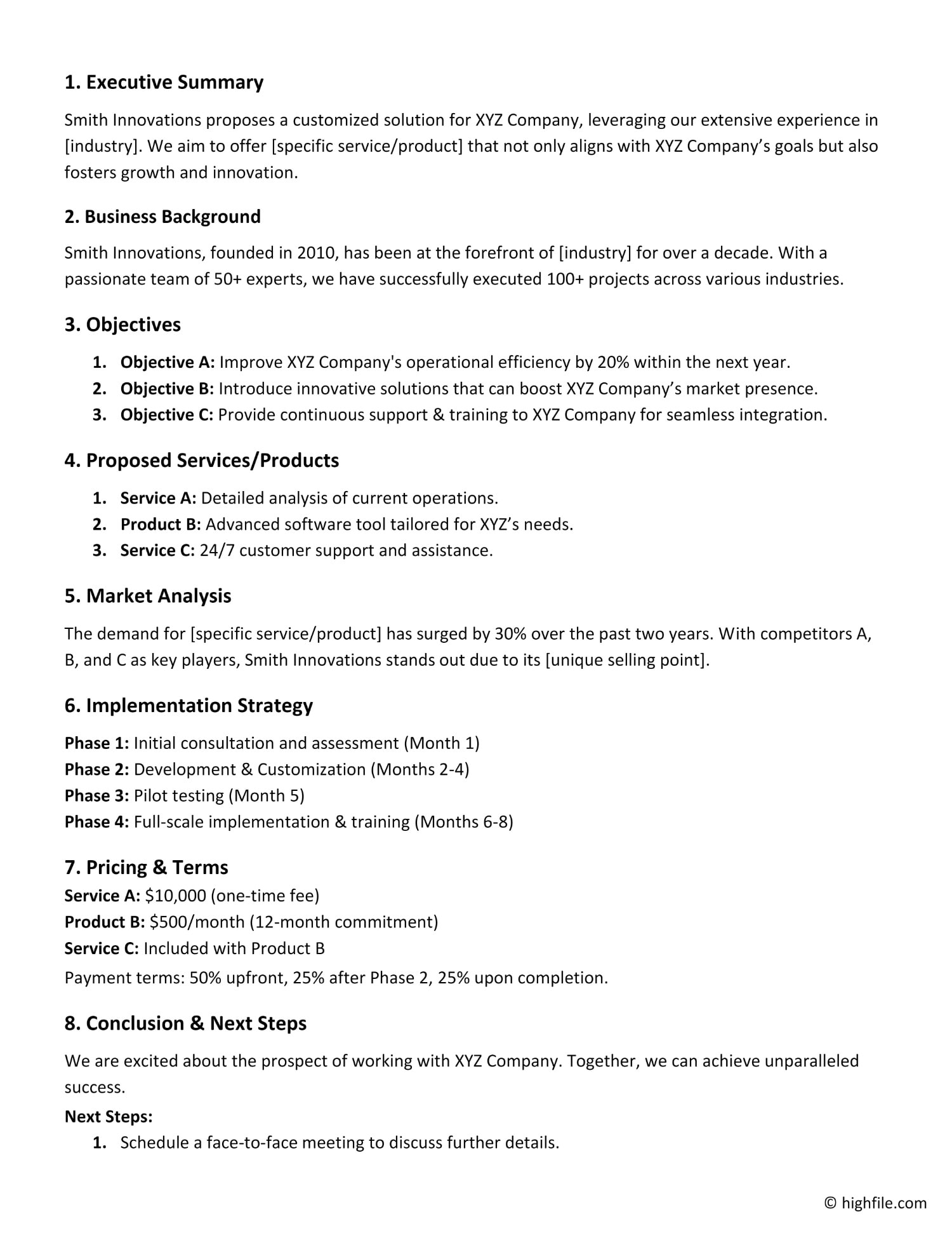 Small Business Proposal Template Word Google Docs Highfile