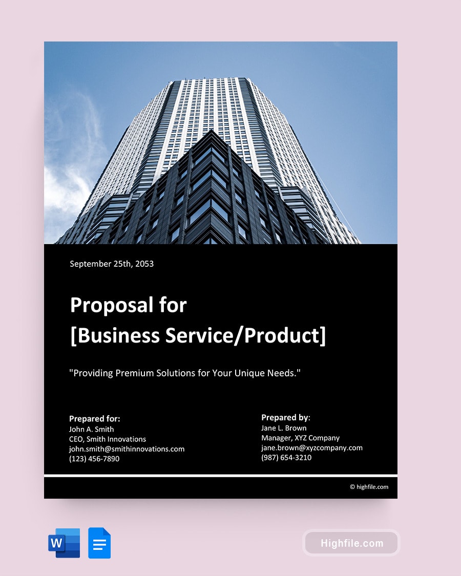 Project Management Proposal Template - Word | Google Docs - Highfile