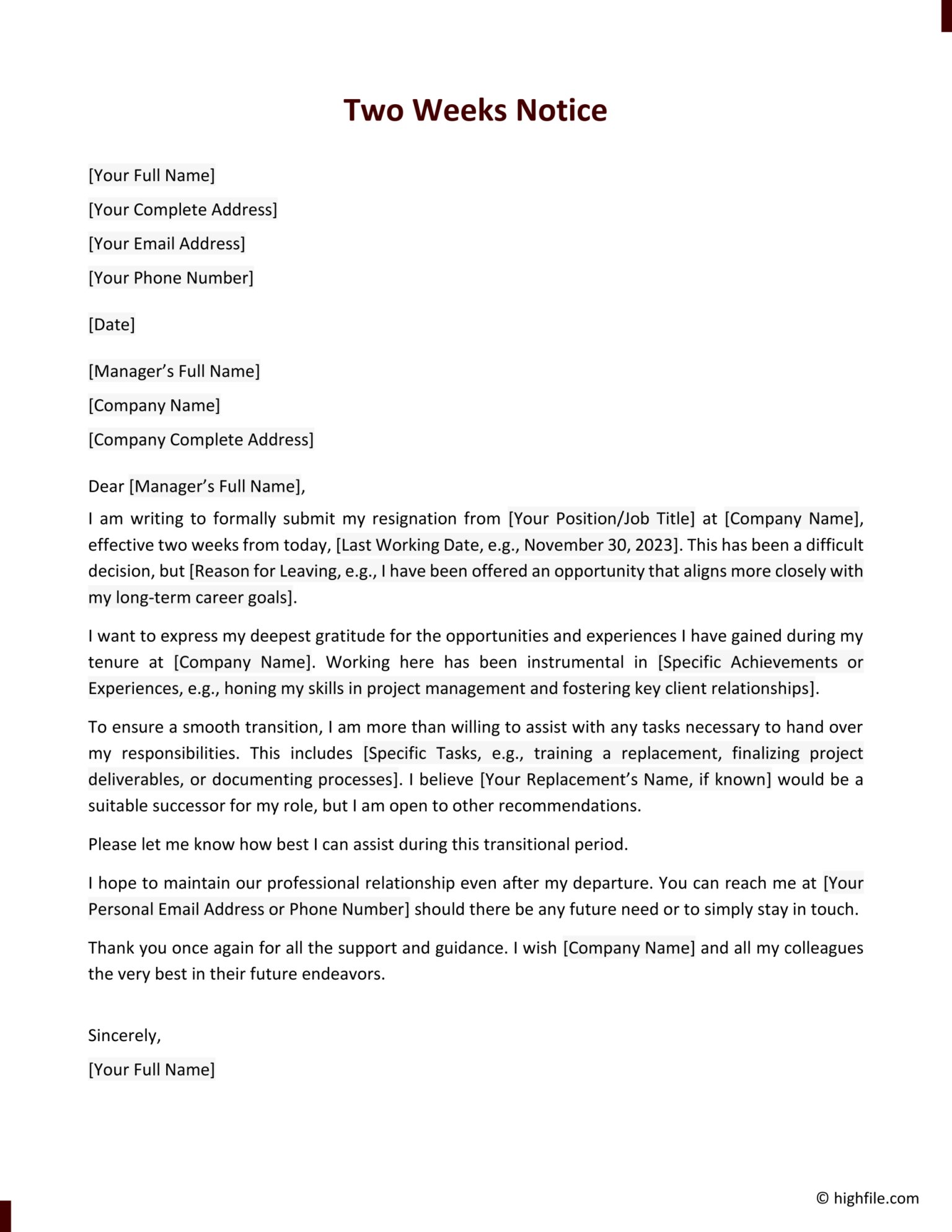 Free Notice Letter Templates - Edit & Print