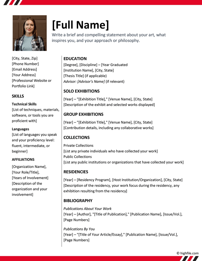 Residency CV Template Word Highfile Residency CV Template Word Highfile