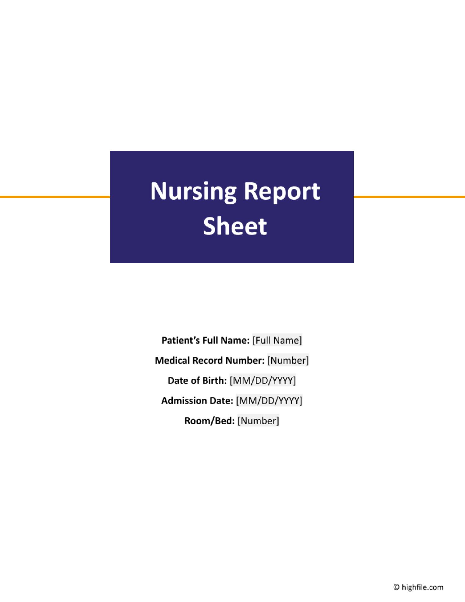 Nursing Report Sheet Template Word Google Docs Highfile