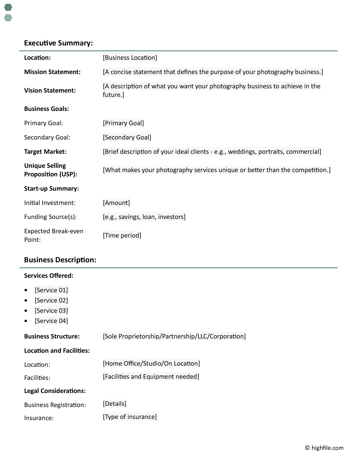 Photography Business Plan Template Word Google Docs Highfile Photography Business Plan Template Word Google Docs Highfile