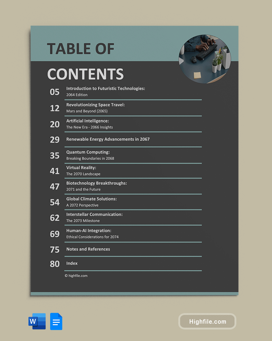 Printable Table of Contents Template Word Google Docs Highfile Printable Table of Contents Template Word Google Docs Highfile