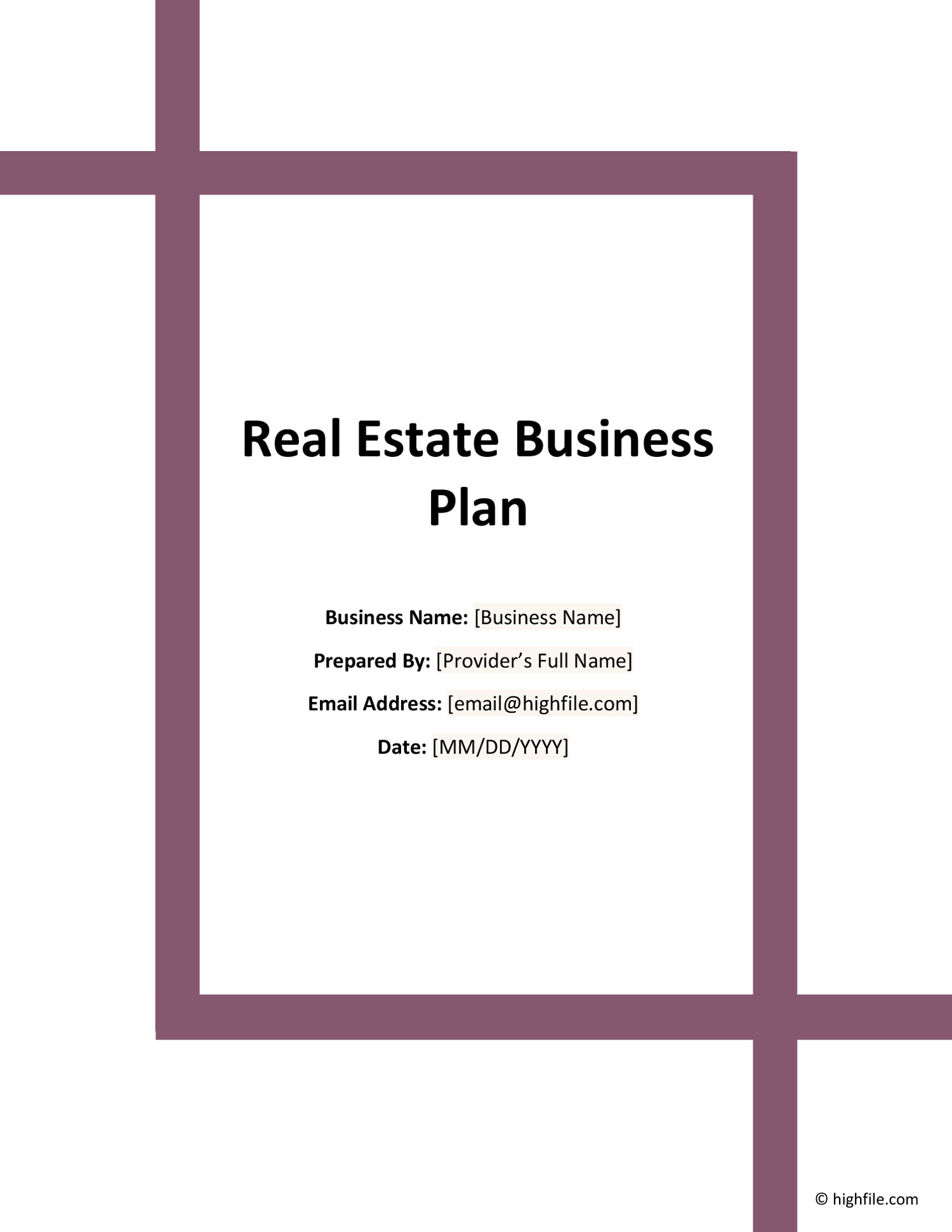 Real Estate Business Plan Template - Word | Google Docs - Highfile