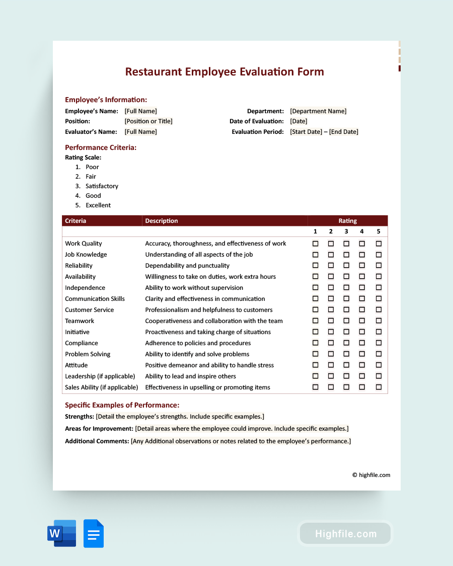 Project Evaluation Template Word Google Docs Highfile Project Evaluation Template Word Google Docs Highfile