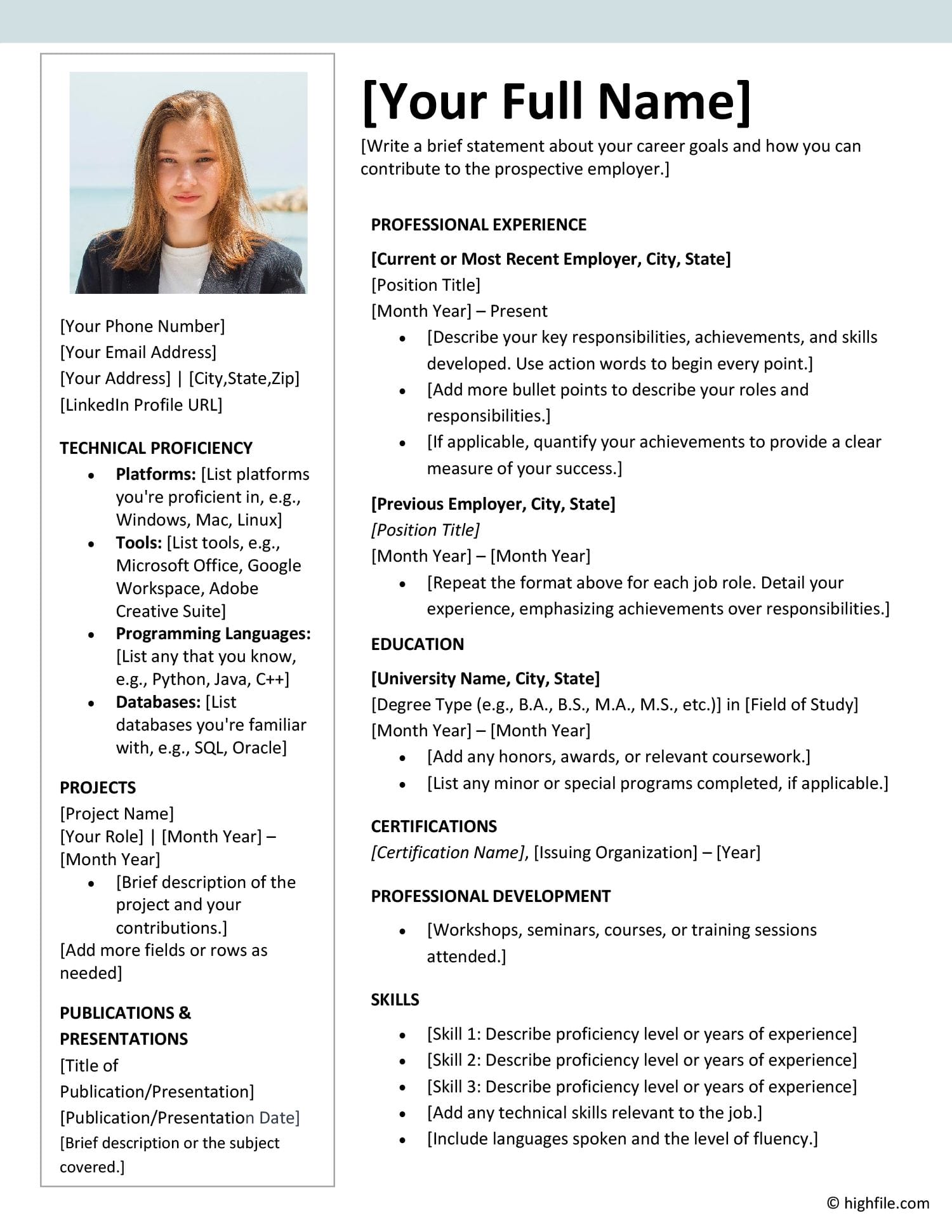 Free Resume Templates - Customize \u0026 Print, image size:1500x1941