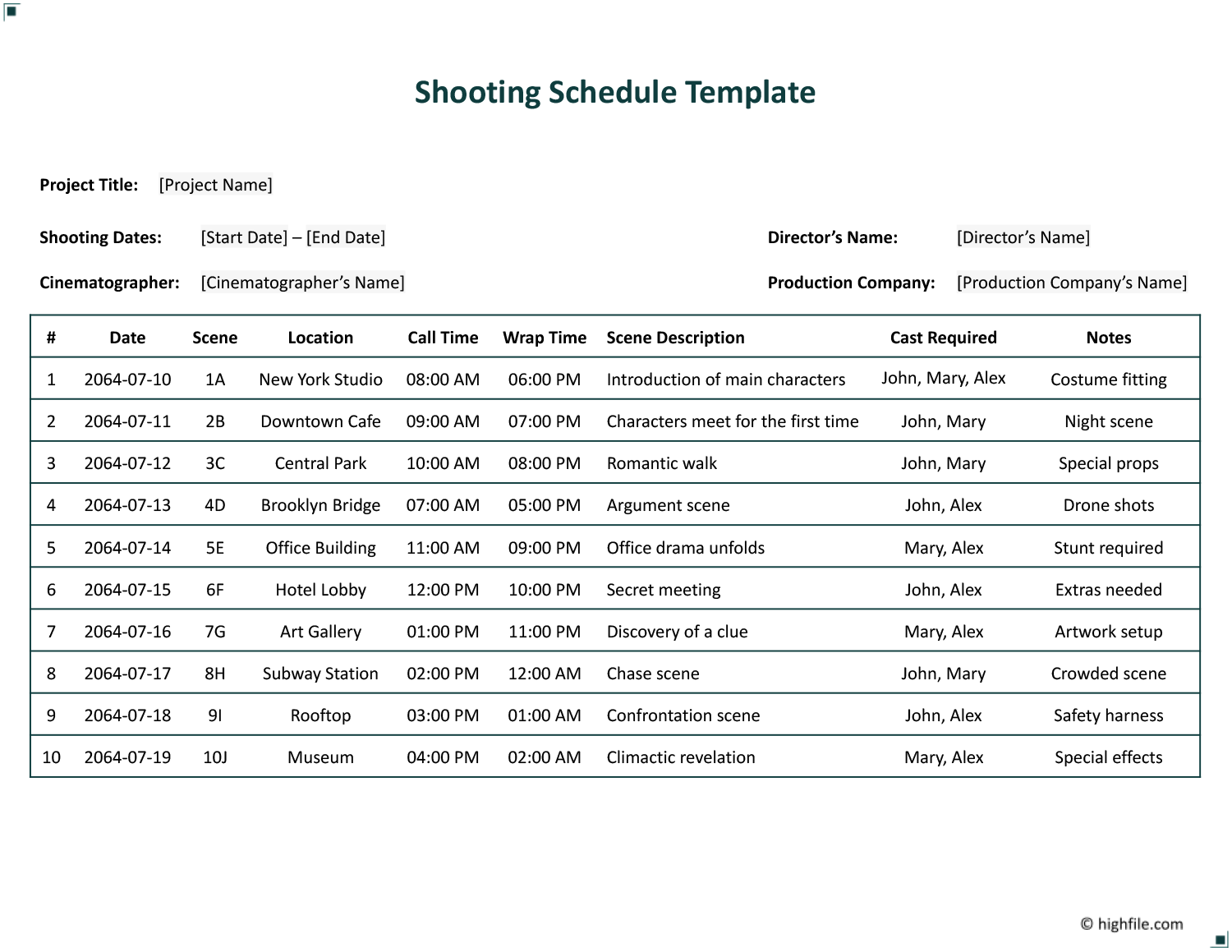 Shooting Schedule Template Word Google Docs Highfile Shooting Schedule Template Word Google Docs Highfile
