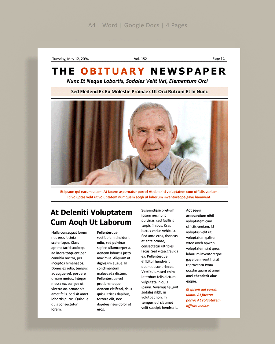 Newspaper Obituary Template Word Google Docs Highfile Newspaper Obituary Template Word Google Docs Highfile