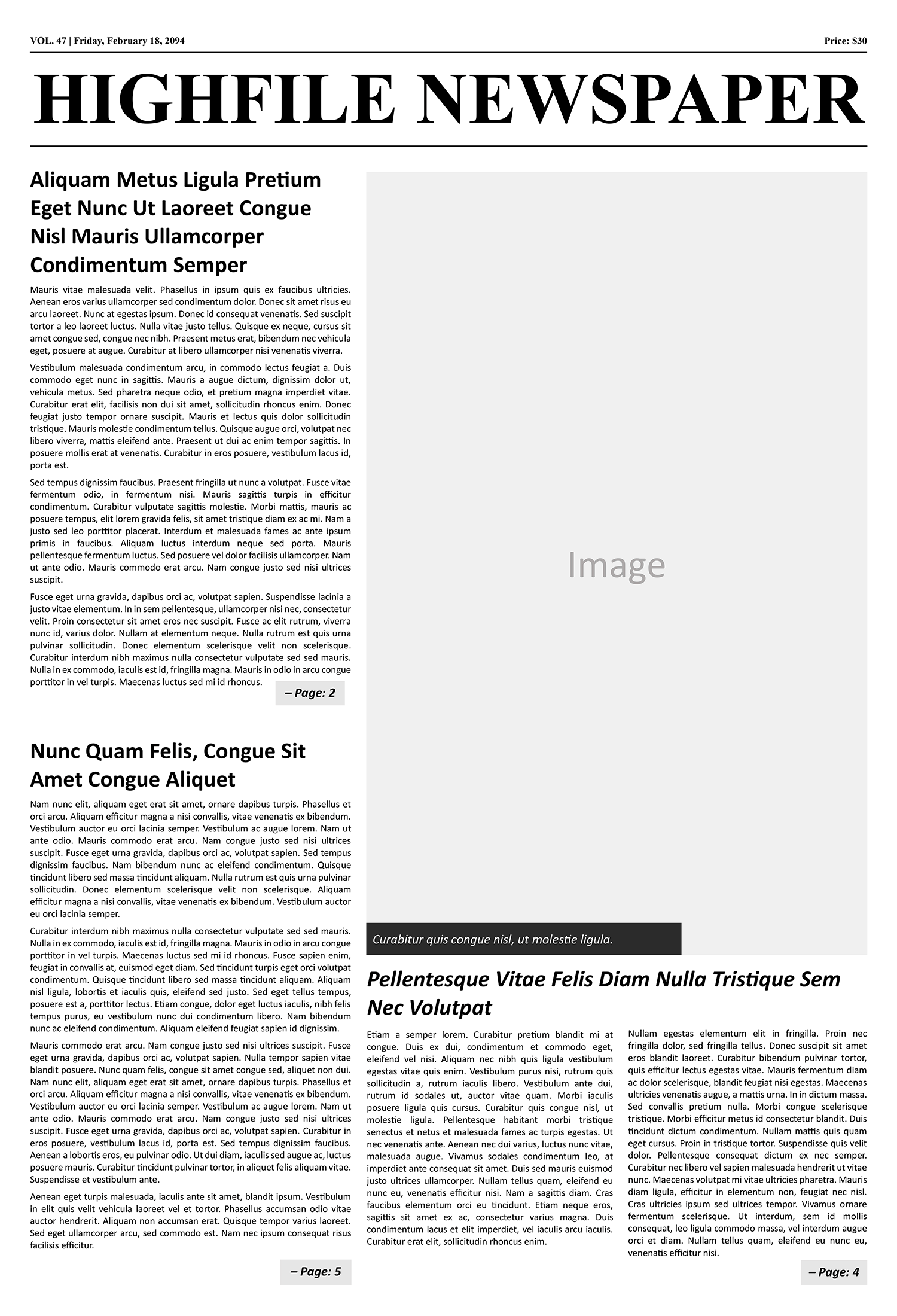 Blank Newspaper Article Page Template - Word | Google Docs - Highfile