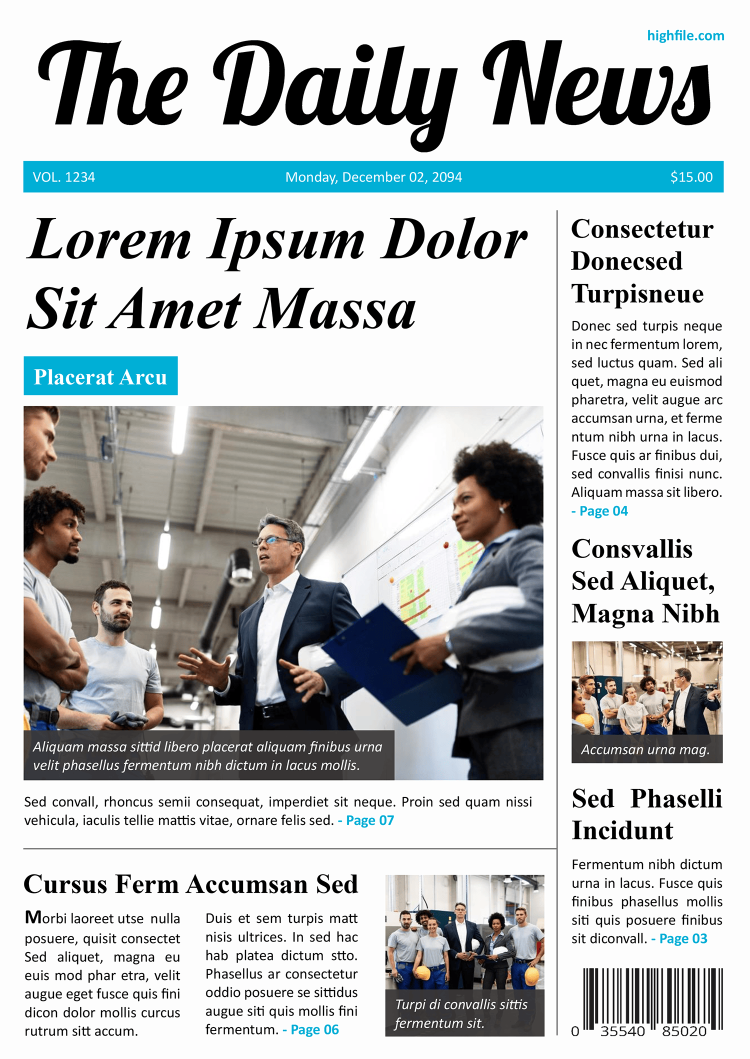 Minimal Layout Newspaper Front Page Template Word Google Docs