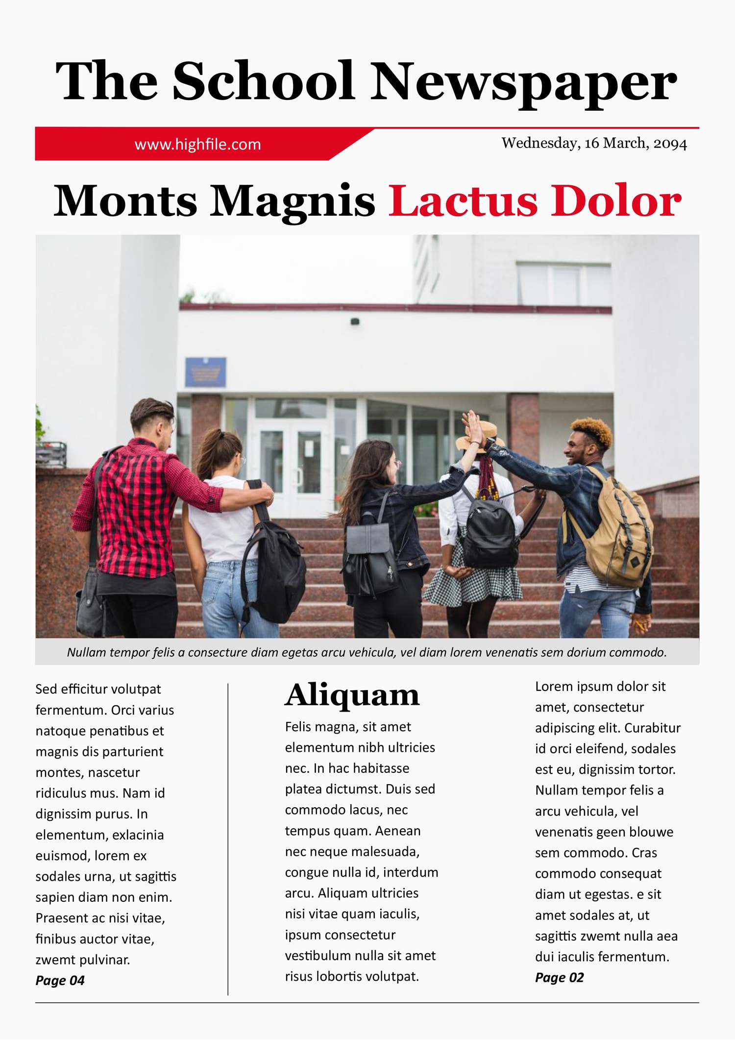 Minimal School Newspaper Template - Google Docs, Word