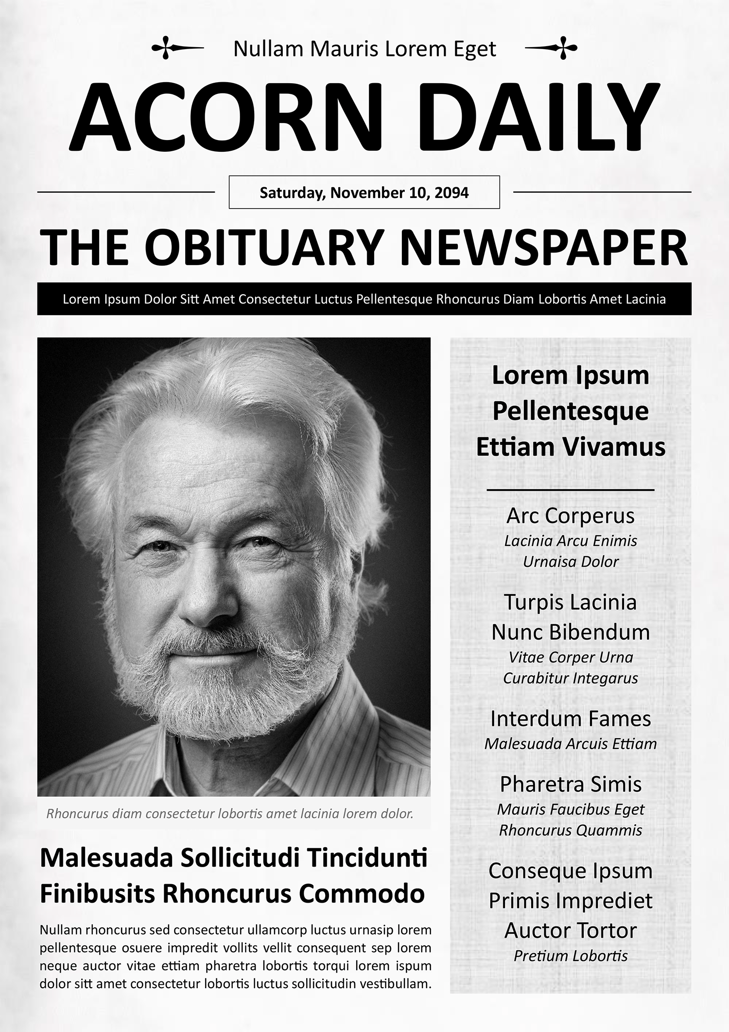 Black and White A4 Newspaper Obituary Template Word Google Docs Black and White A4 Newspaper Obituary Template Word Google Docs
