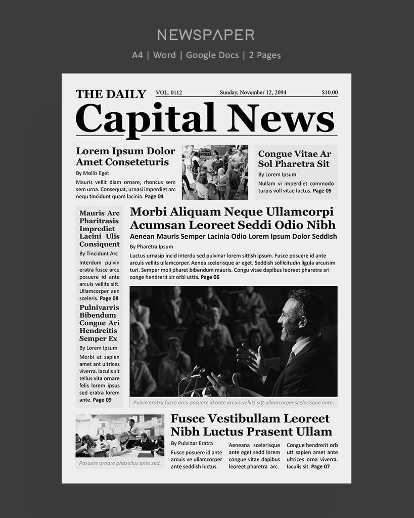 Business Newspaper Article Template Word Google Docs Highfile