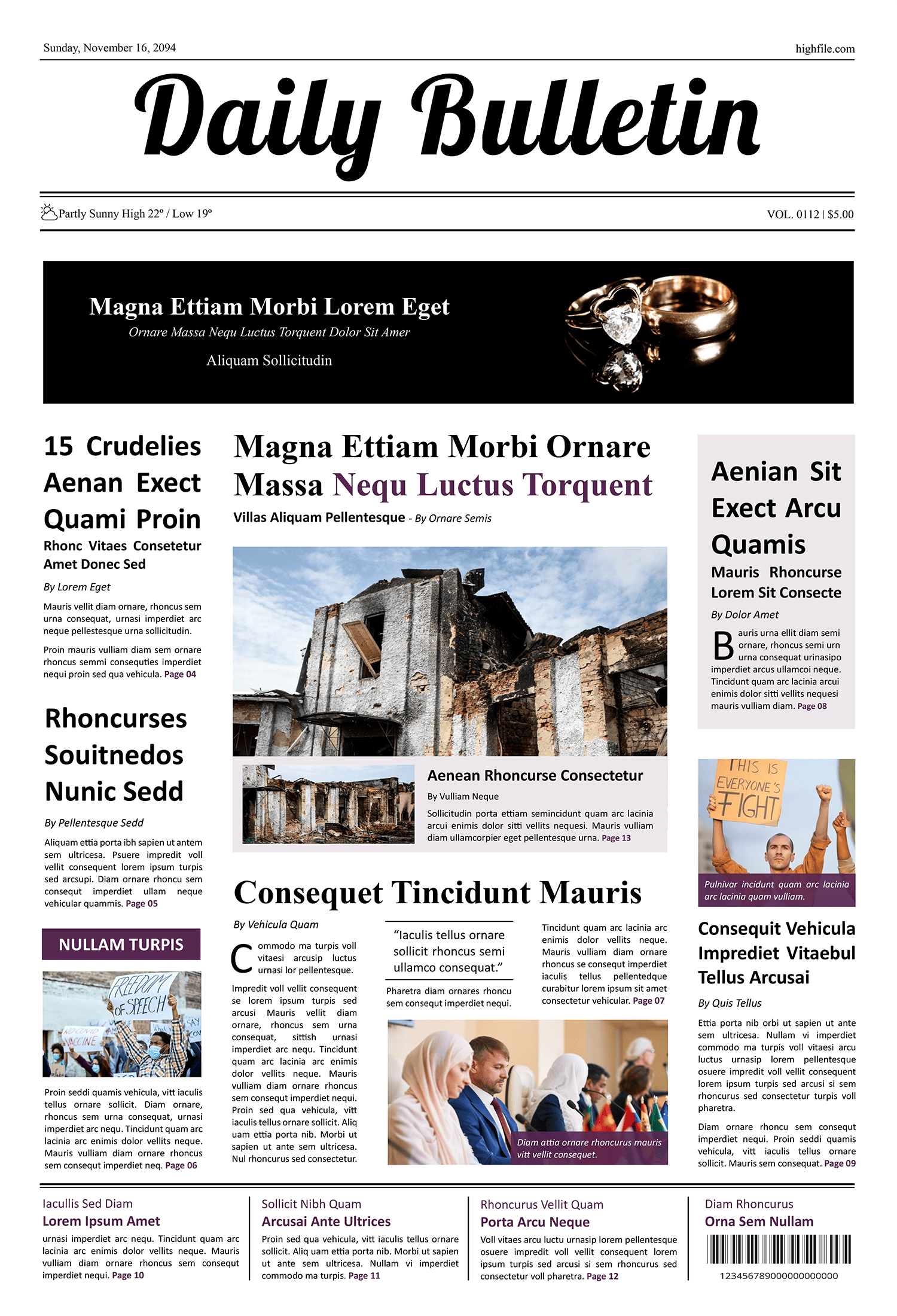 Classic Broadsheet Newspaper Front Page Template - Word | Google Docs ...