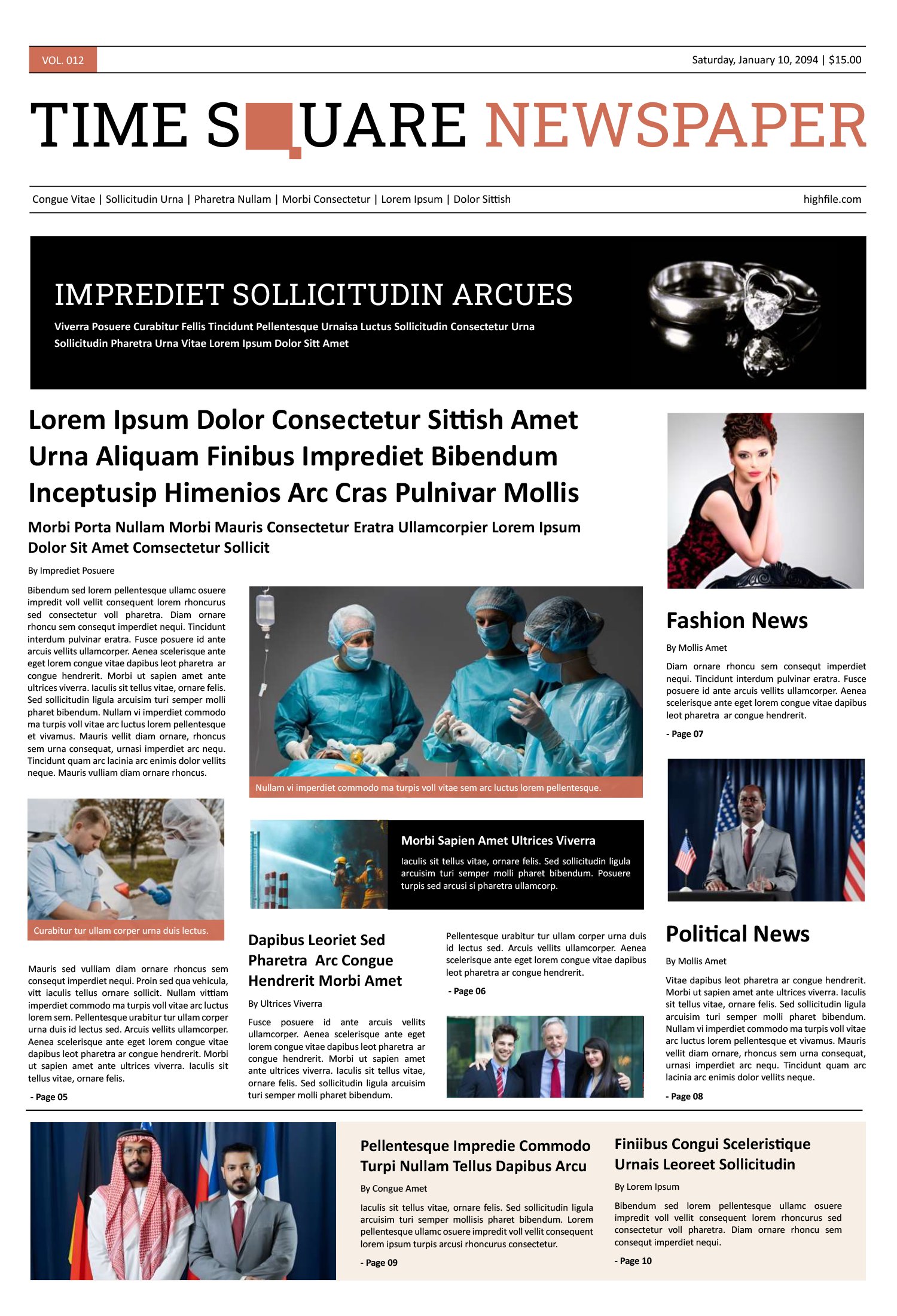 8 Page Classic Newspaper Template - Google Docs, Word