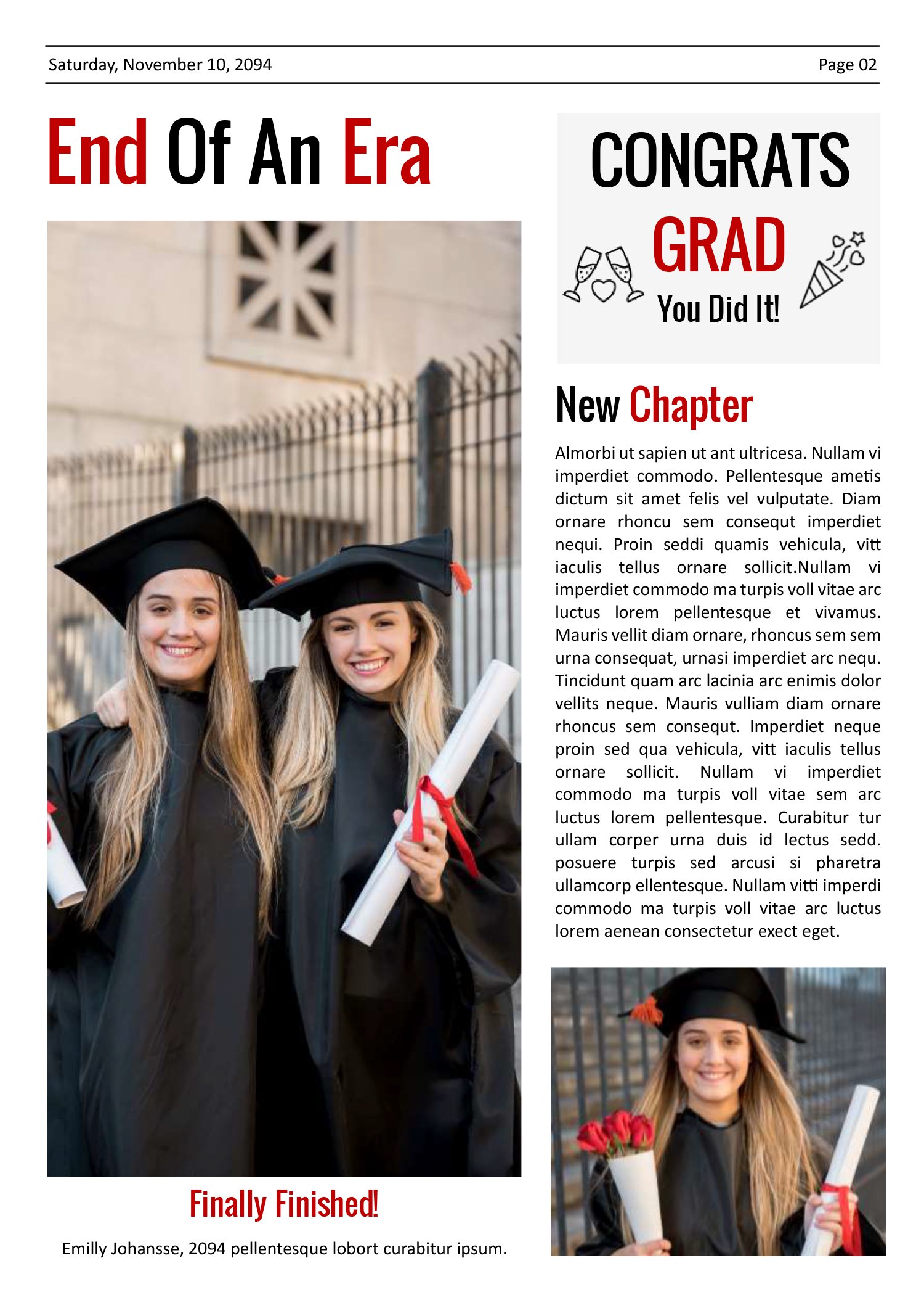 Graduation Newspaper Template - Word | Google Docs - Highfile