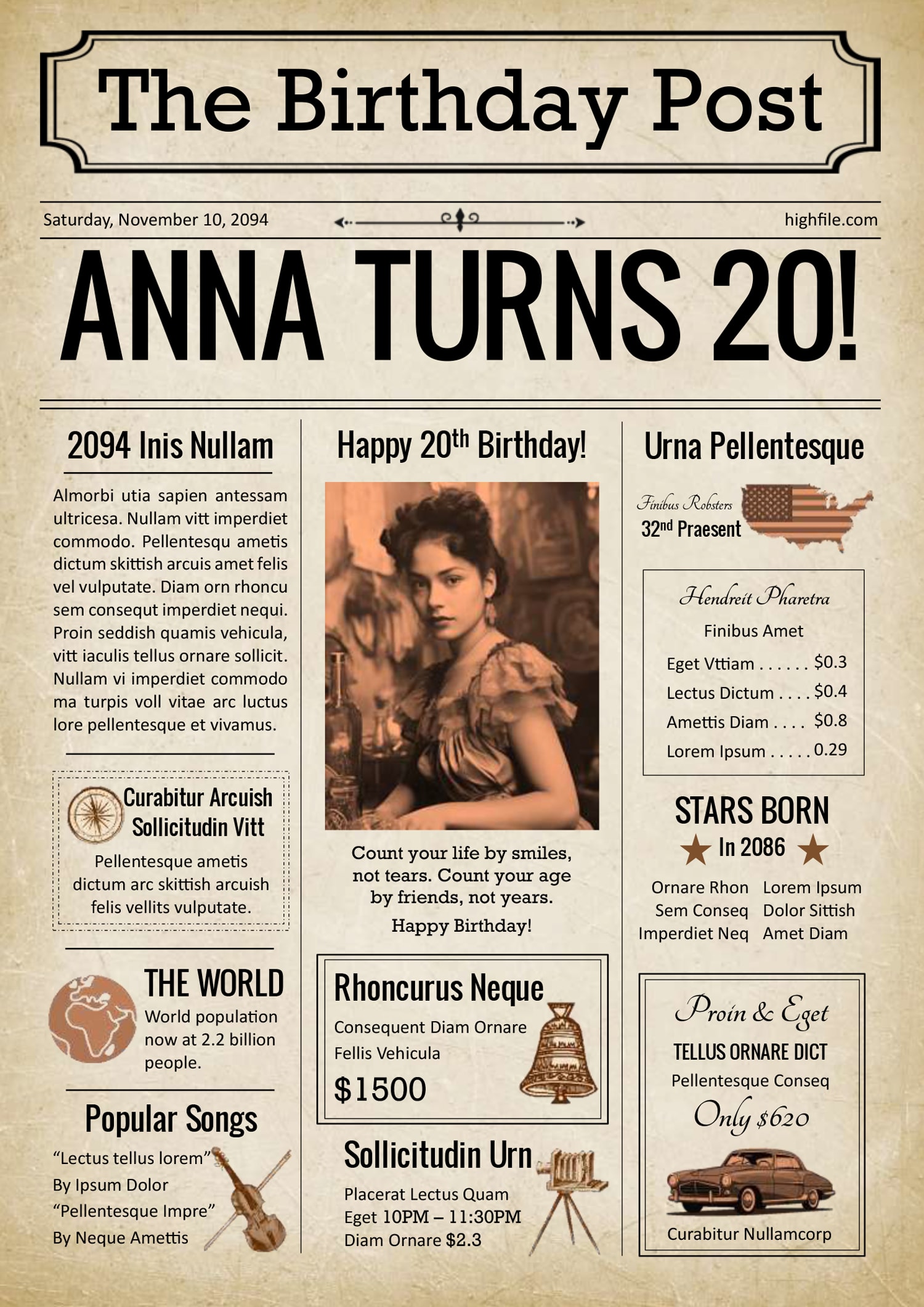 Vintage Birthday Newspaper Template - Word | Google Docs - Highfile vintage-birthday-newspaper-template-word-google-docs-highfile