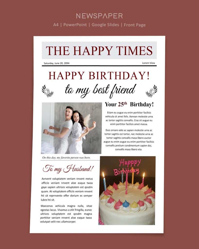 Free Editable Birthday Newspaper Template Word Free Editable Birthday Newspaper Template Word