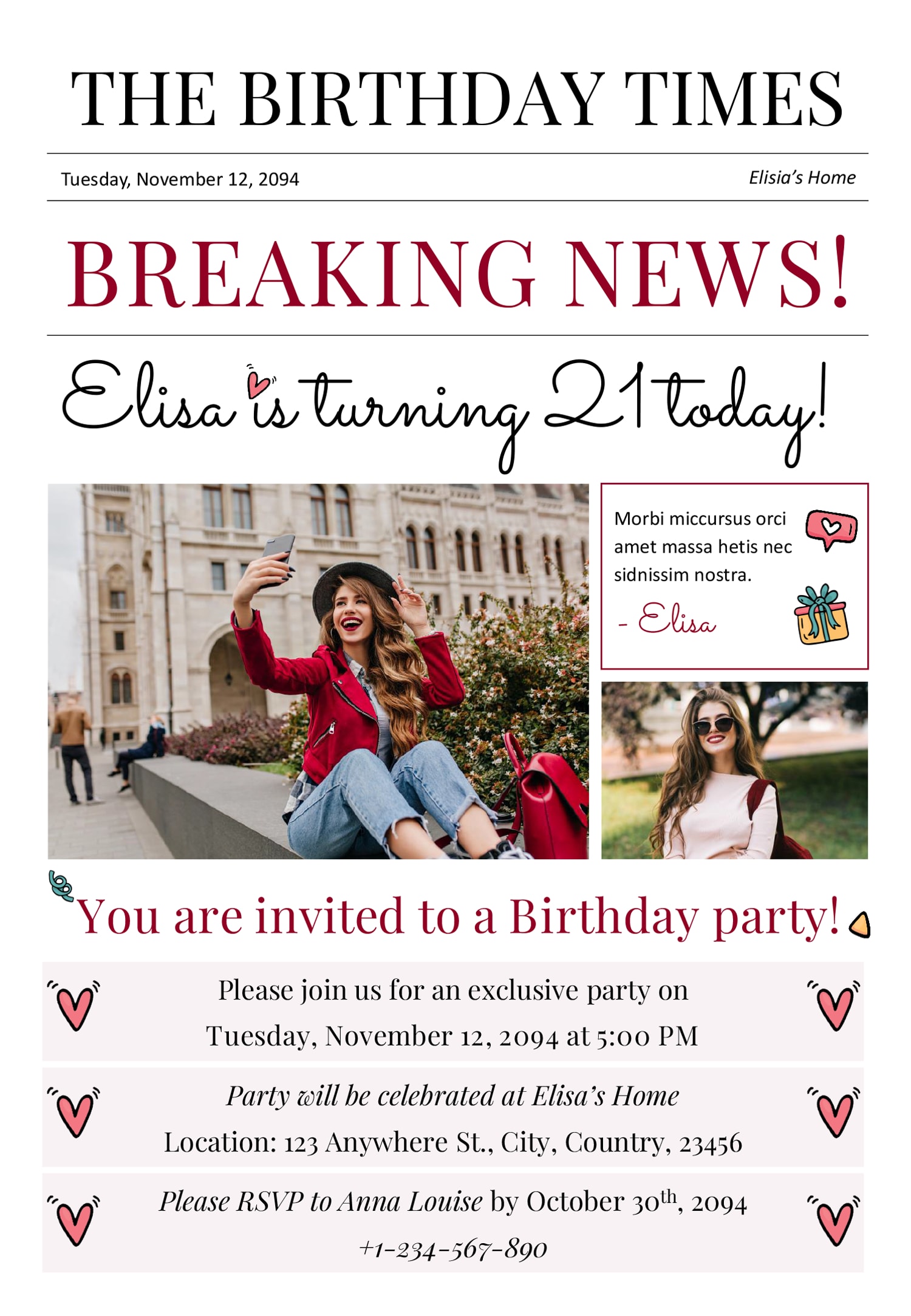 Newspaper Birthday Invitation Card Template PowerPoint Google newspaper-birthday-invitation-card-template-powerpoint-google