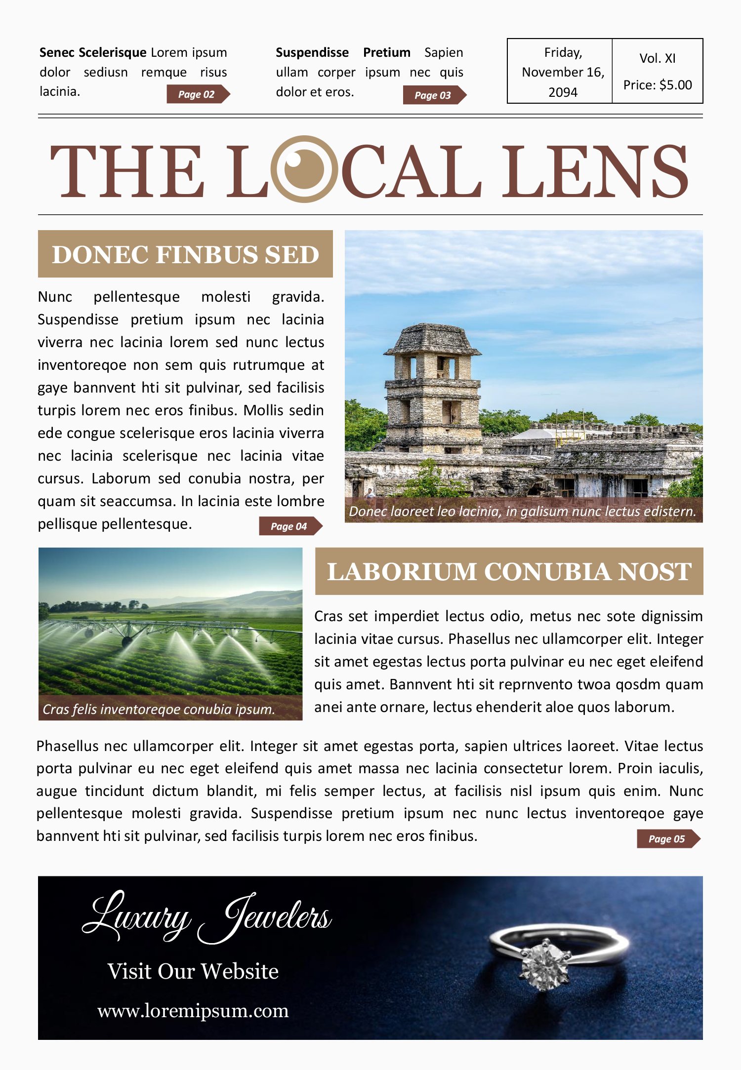 4 Columns Newspaper Front Page Template Word Google Docs Highfile