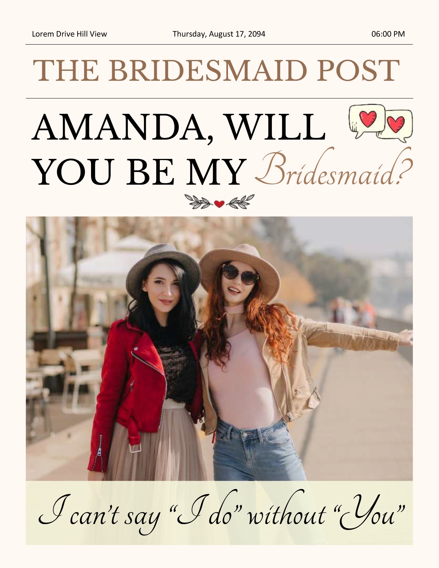 Beige and White Bridesmaid Newspaper Template Word Google Docs Beige and White Bridesmaid Newspaper Template Word Google Docs